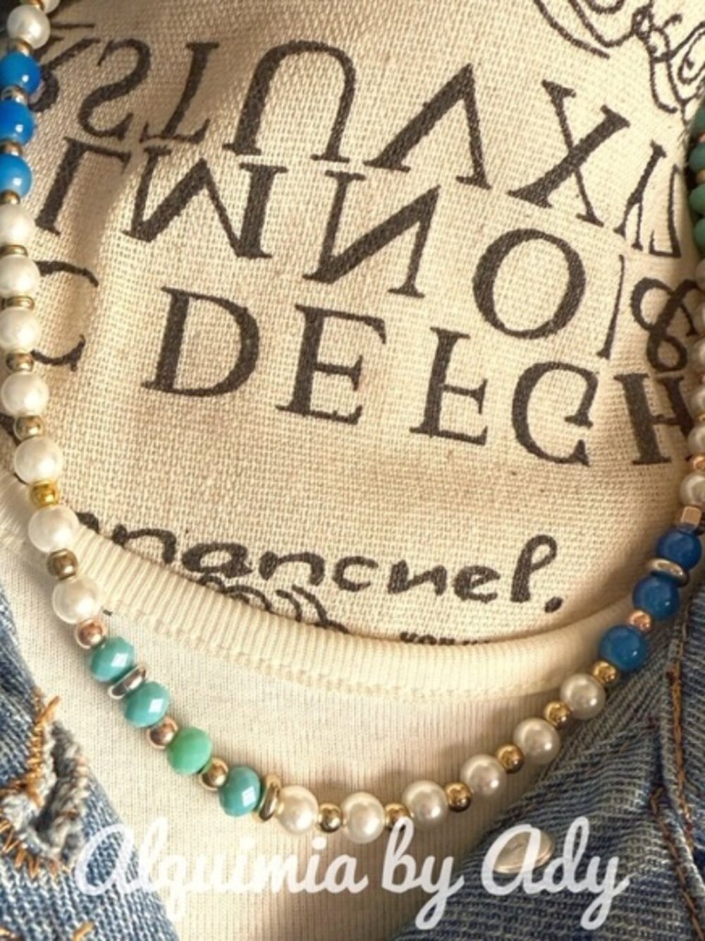 Pearl Turquoise Necklace Coastal Boho Luxe